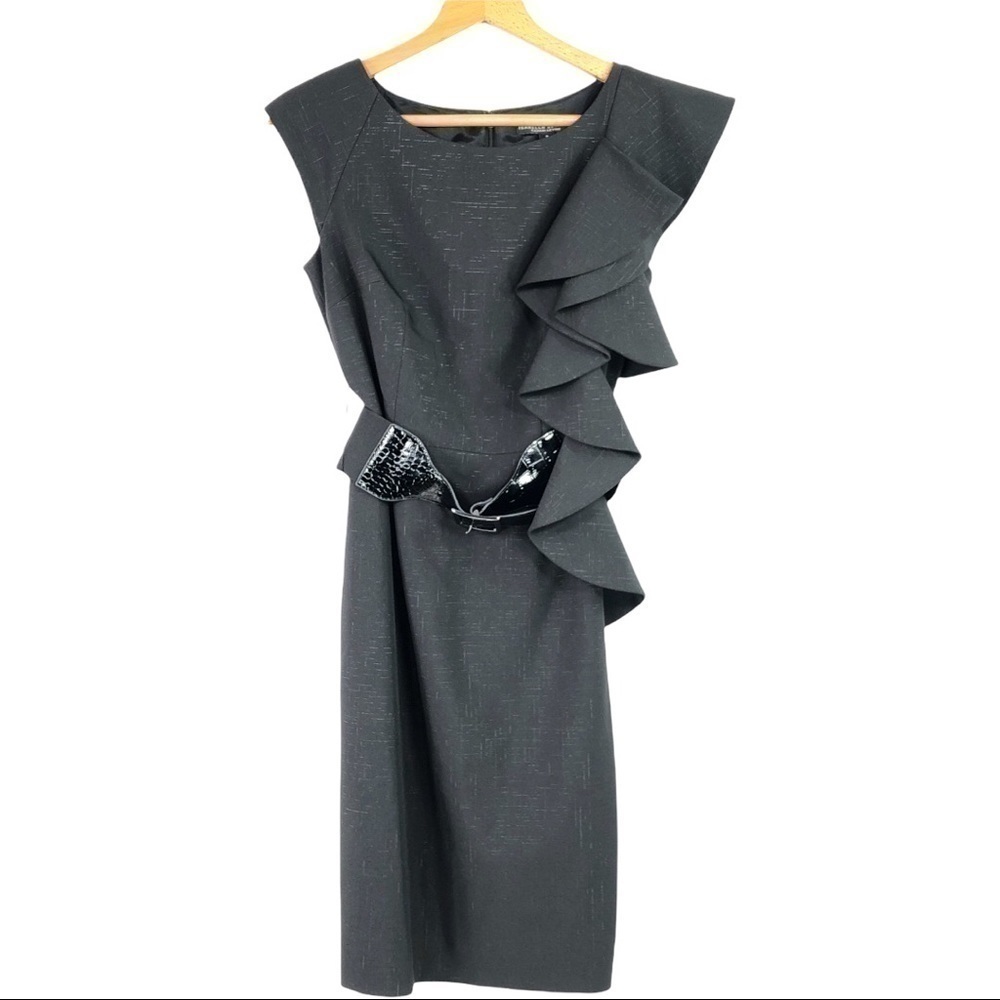 Isabella DeMarco Tahari Levine - Ruffle Sheath Dress w/ Belt - 2